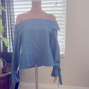 LUCCA women’s off shoulder babydoll jean top size small /med excellent condition